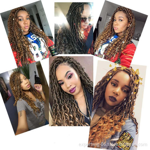 Faux Locs Crochet Hair Synthetic Goddess Braid Twist Crochet Hair Curly Ends Wavy Dreadlocks Crochet Braiding Hair